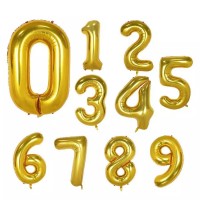 16 Inch Gold Inflatable Helium Foil Mylar Number Balloons