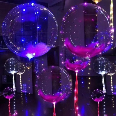 Christmas decoration colorful led light transparent BoBo balloon with 3m length string