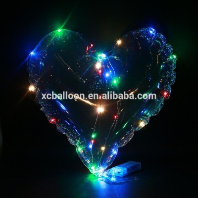 Heart Shape Luminous Led Bubble Balloon 3m 18inch LED Air Ballon String Lights Valentine's Day Wedding Birthday Party Decor